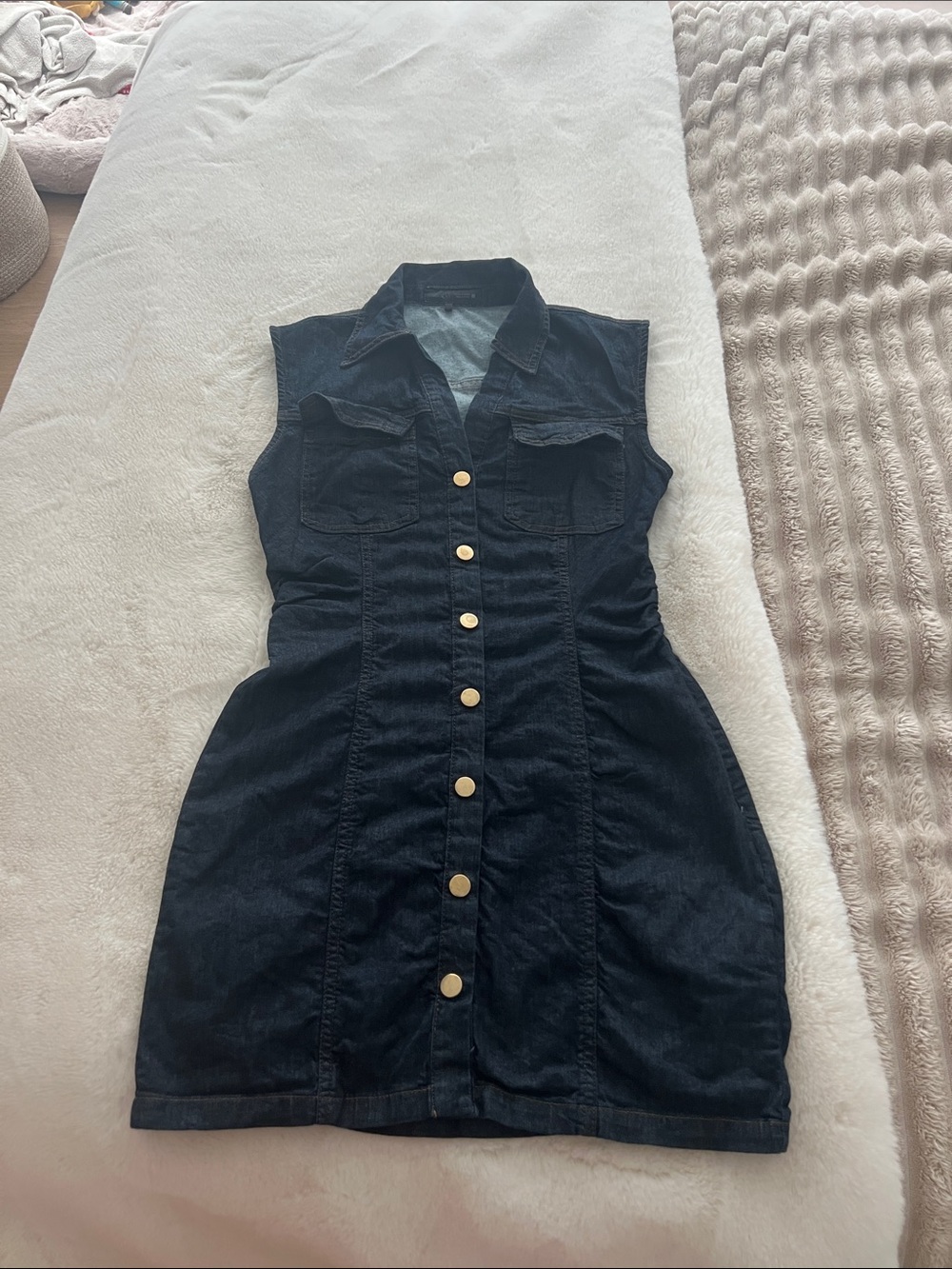 Zara Blue Button-Front Denim Mini Dress